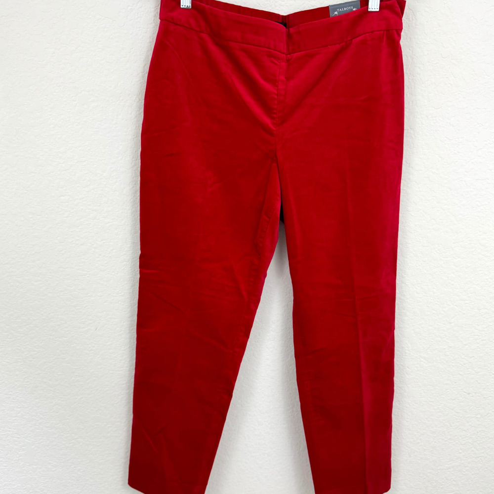 Talbots Women's Slim Ankle Pant Velvet Red Size 10 P